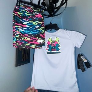 Cutest little girl under armour short set